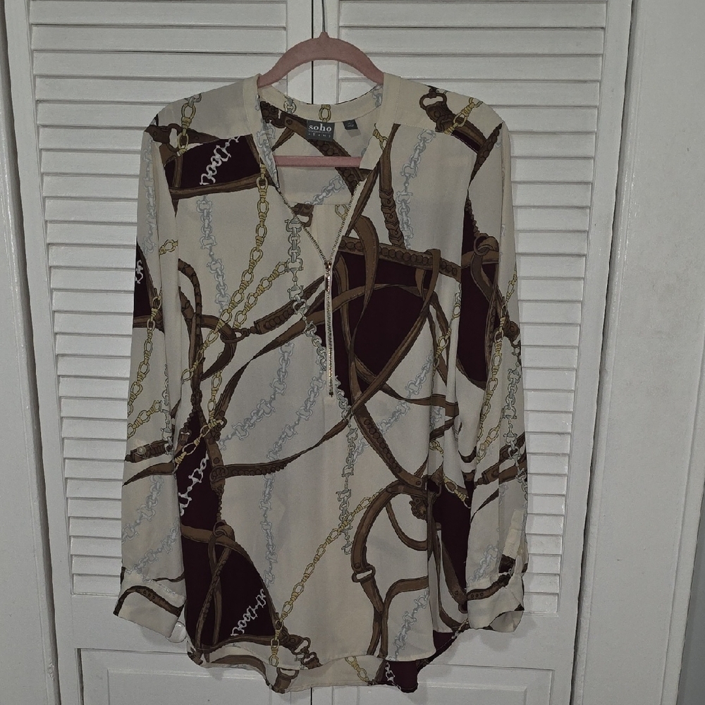 NEW YORK & CO SOHO EQUESTIAN BLOUSE SIZE XLARGE NWOT